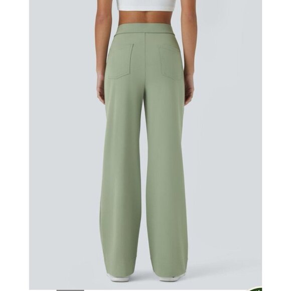 High Waisted Button Multiple Pockets Straight Leg Casual Pants Size Large NWT - Picture 2 of 9